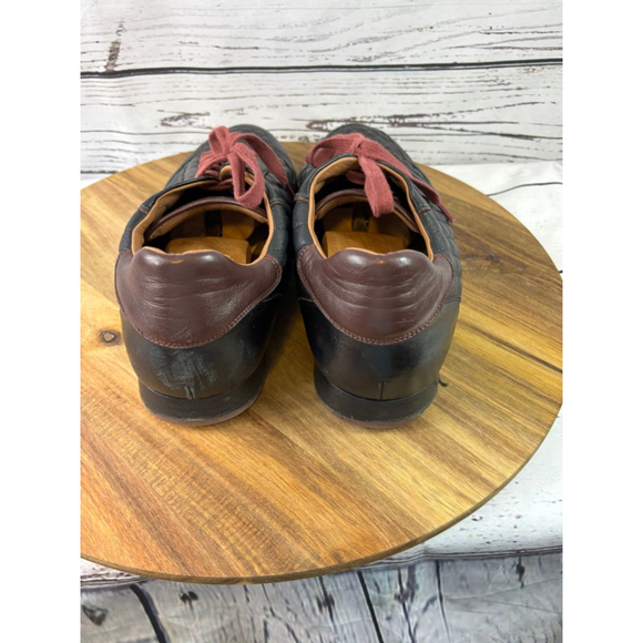 Men's Mezlan Black Quilted Leather Sneakers with Burgundy Laces, Size 14 - Picture 6 of 15